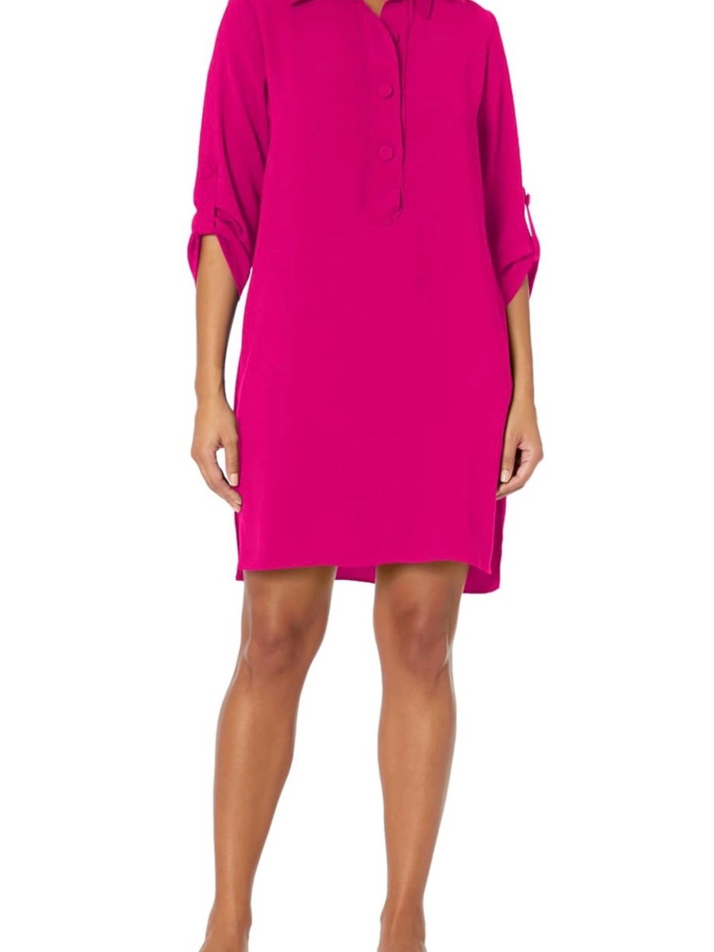 ✨ NWT✨Trina Turk Magenta Portrait Shirt Dress